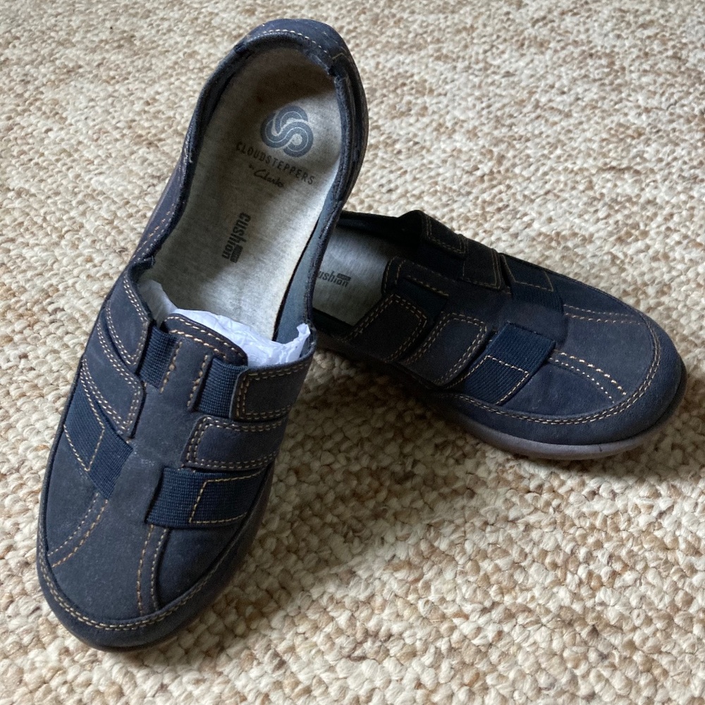 Clarks Cloudsteppers Navy Shoes Flats Comfort EVA Soles Comfort Soft Size 6.5